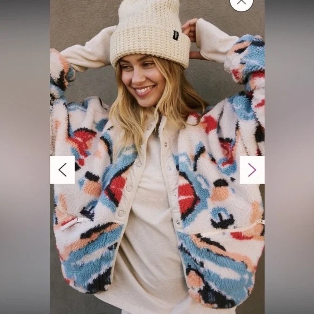Free People Hit the Slopes Fleece Jacket in Multi Combo XS - Picture 2 of 10